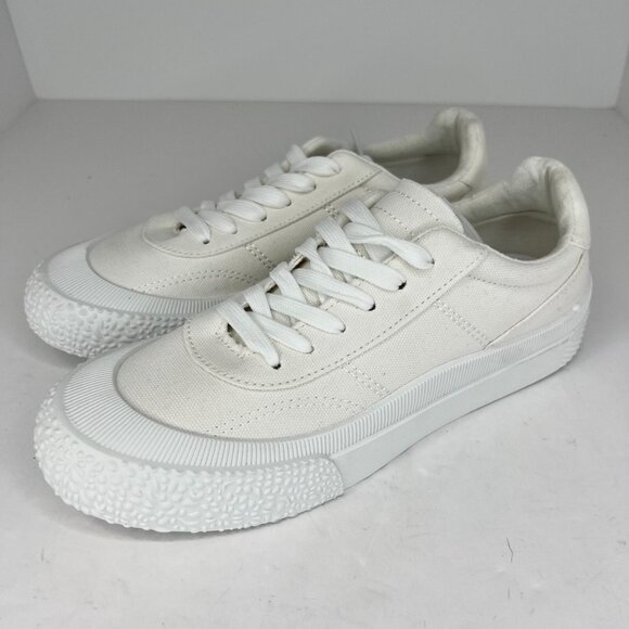 Womens 194309 Marsha White Low Top Canvas Cap Toe Lace Up Size 9 M Sneakers - Picture 1 of 9